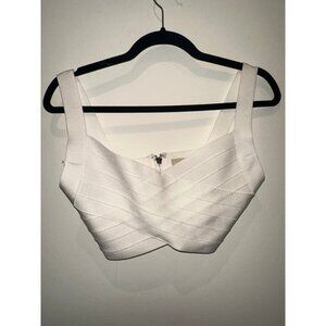 Herve Leger White Bandage Crop Top